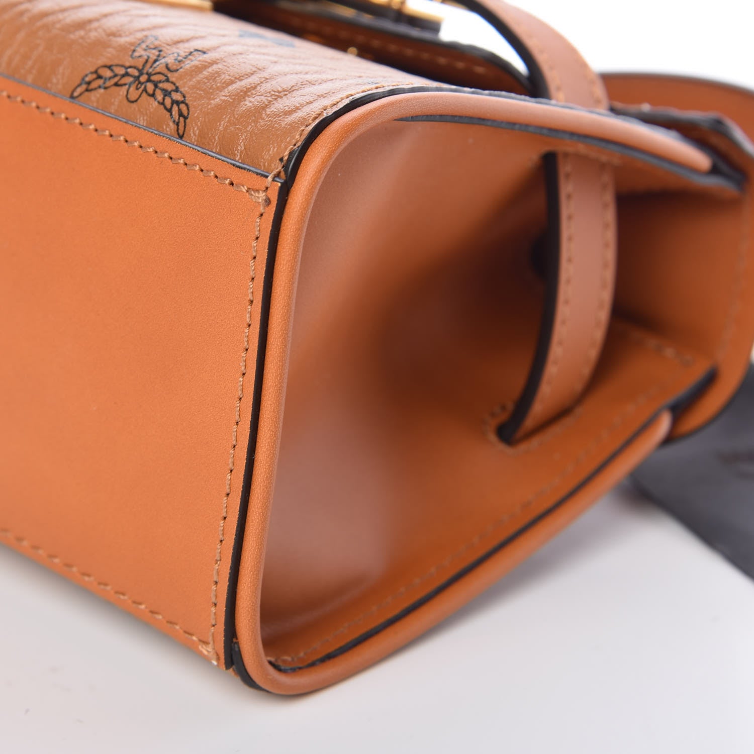 MCM Visetos X-Mini Heritage Top Handle Satchel Cognac 11 of 11
