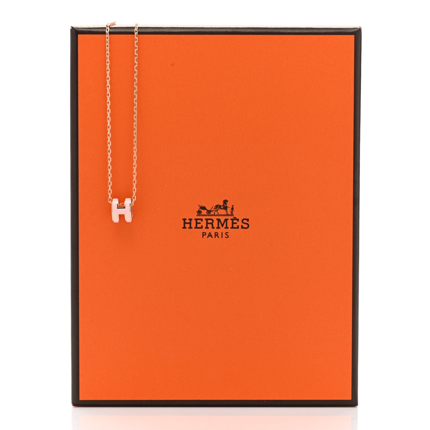 Lacquered Gold Mini Pop H Pendant Necklace Rose Dragee