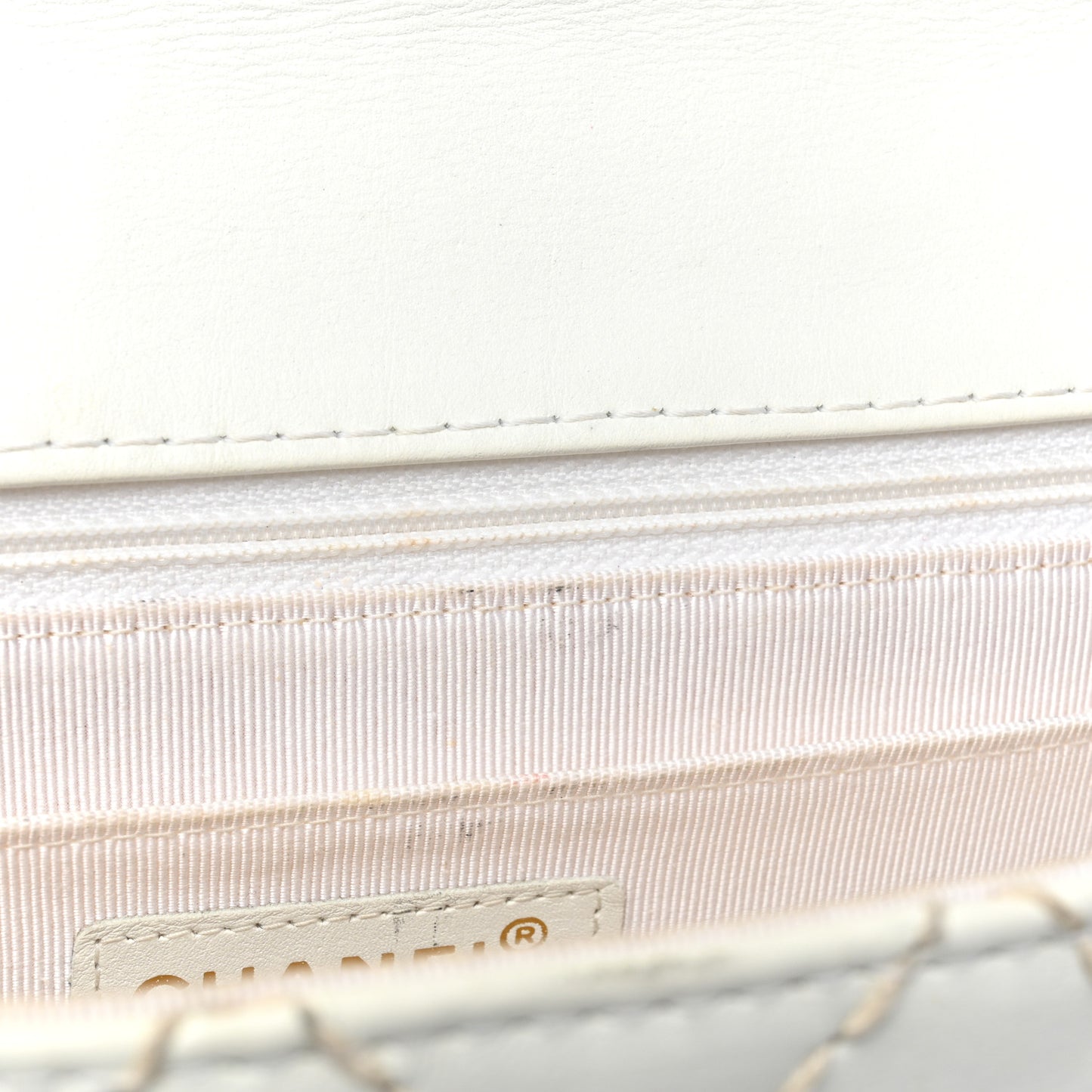 Calfskin Quilted Medium Wild Stitch Flap White