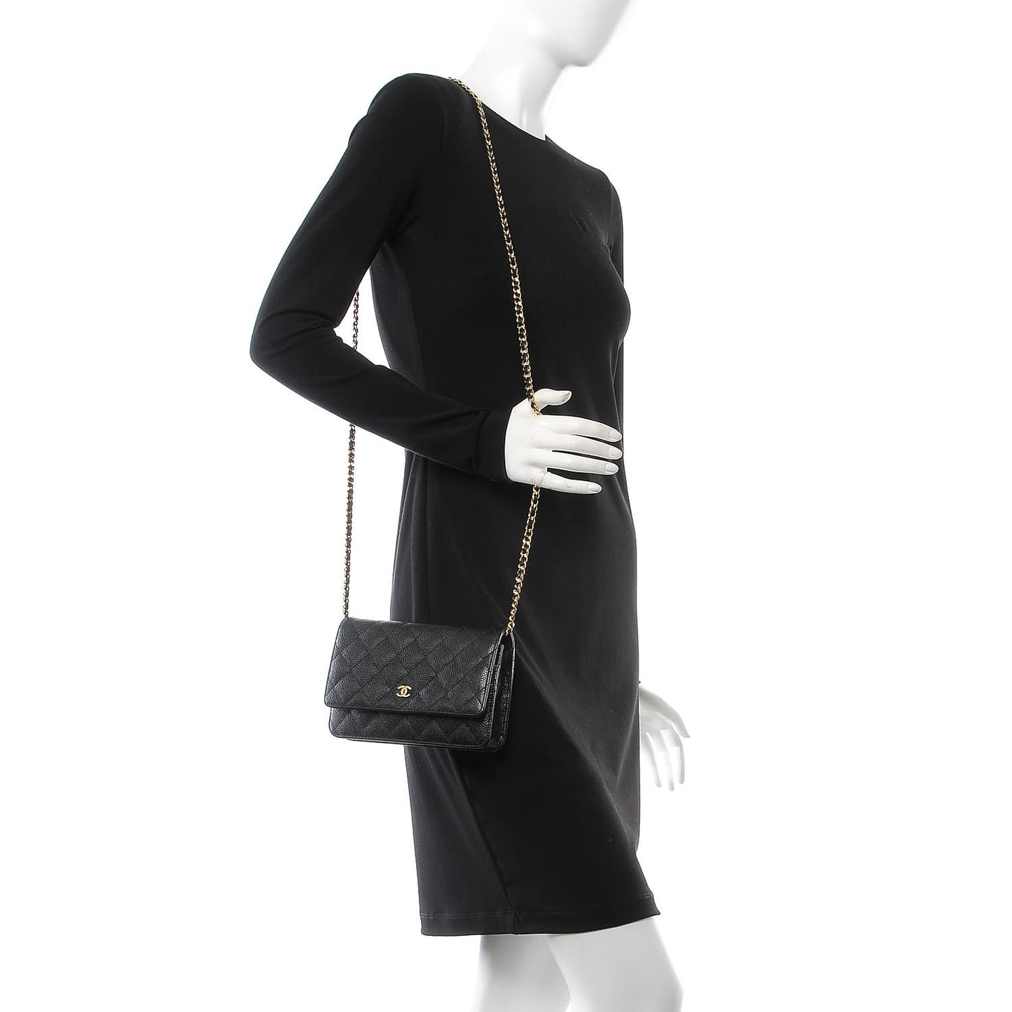 Caviar Quilted Wallet On Chain WOC Black