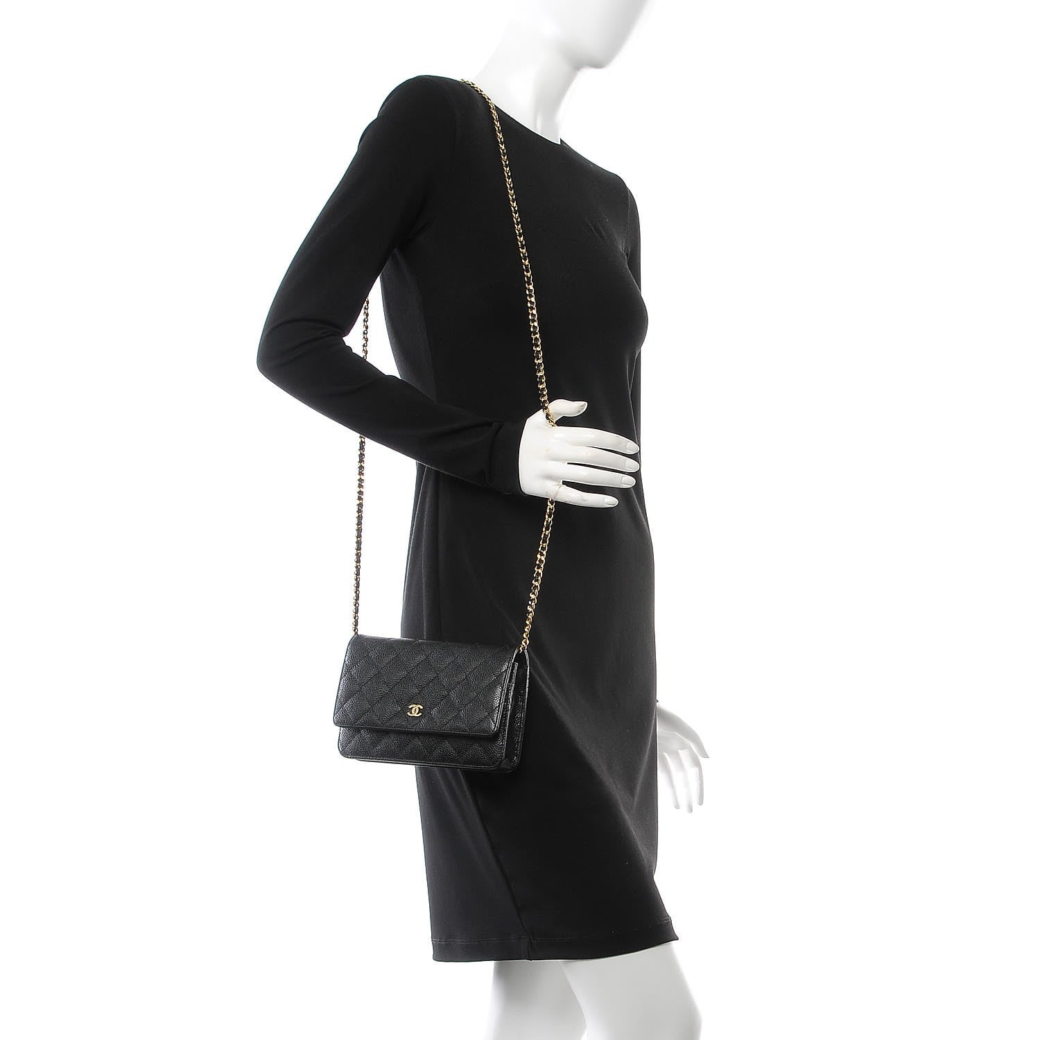 Chanel Caviar Quilted Wallet On Chain WOC Black 2 of 8