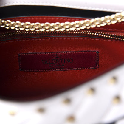 Valentino Garavani Lambskin VLTN Print Medium Rockstud Spike Shoulder Bag Optic White Black 9 of 12