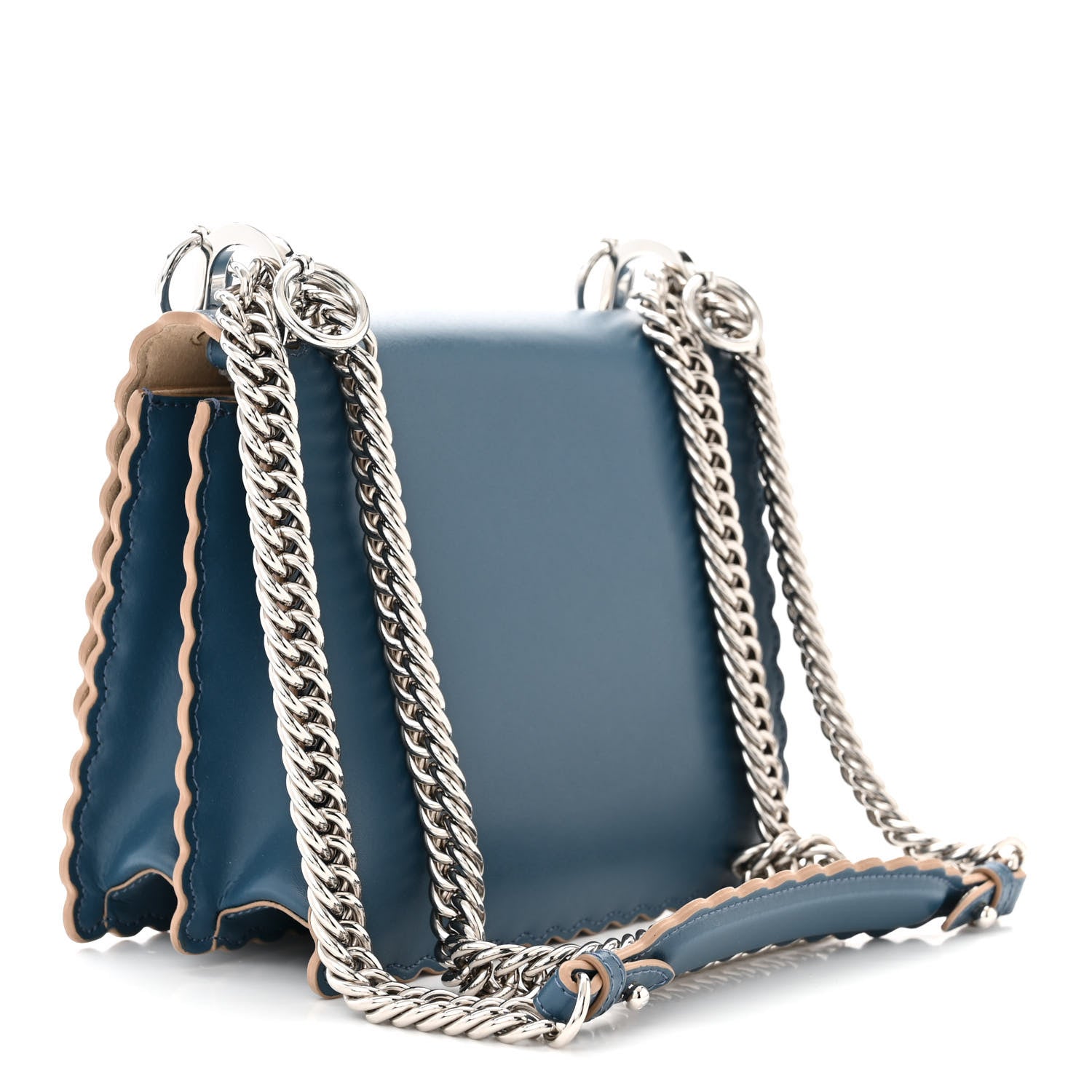 Fendi Vitello Liberty Scalloped Studded Kan I Shoulder Bag Balena 3 of 11