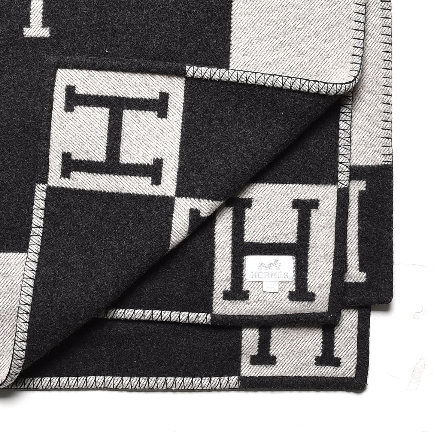 Wool Cashmere Avalon Blanket Ecru Gris Fonce