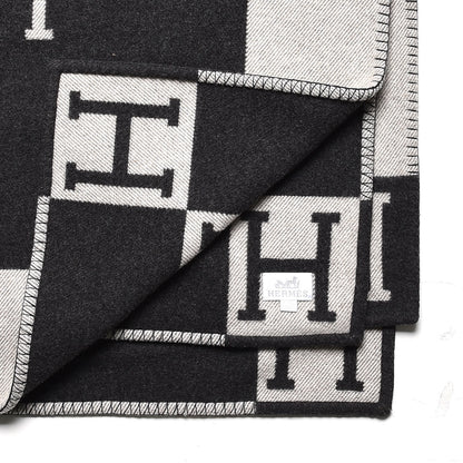 Hermes Wool Cashmere Avalon Blanket Ecru Gris Fonce 4 of 4