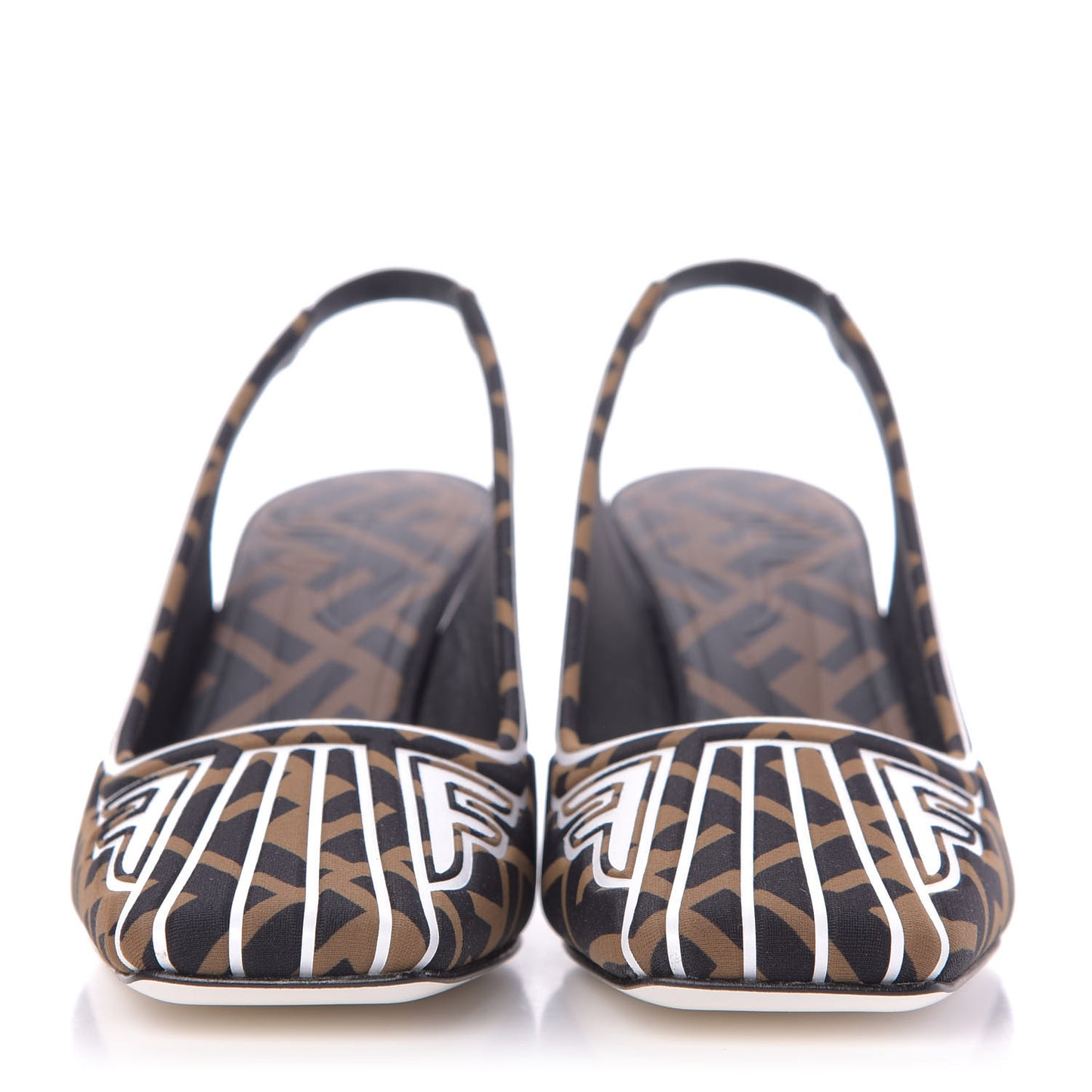 Lycra Film FF FFreedom Decollete Slingback Pumps 35 Tobacco Moro White
