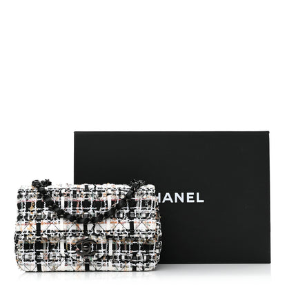 Chanel Tweed Quilted Mini Rectangular Flap White Black Multicolor 10 of 10