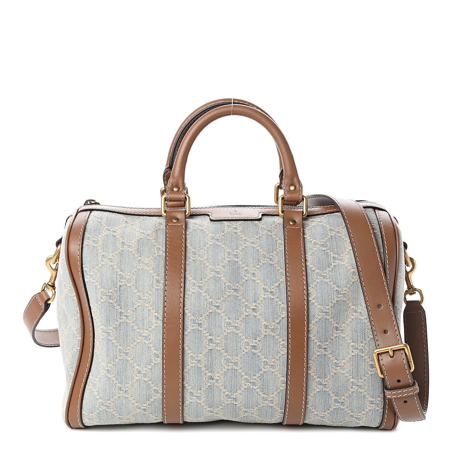 Gucci Denim Monogram Medium Joy Boston Blue 1 of 9