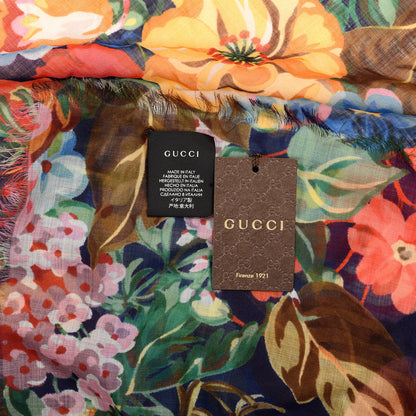 Gucci Wool Josephine Square Shawl Navy Pink 2 of 3