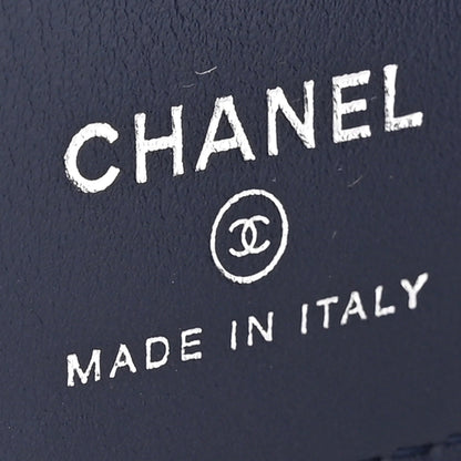Chanel Grained Calfskin Quilted Passport Holder Wallet Navy 6 of 7