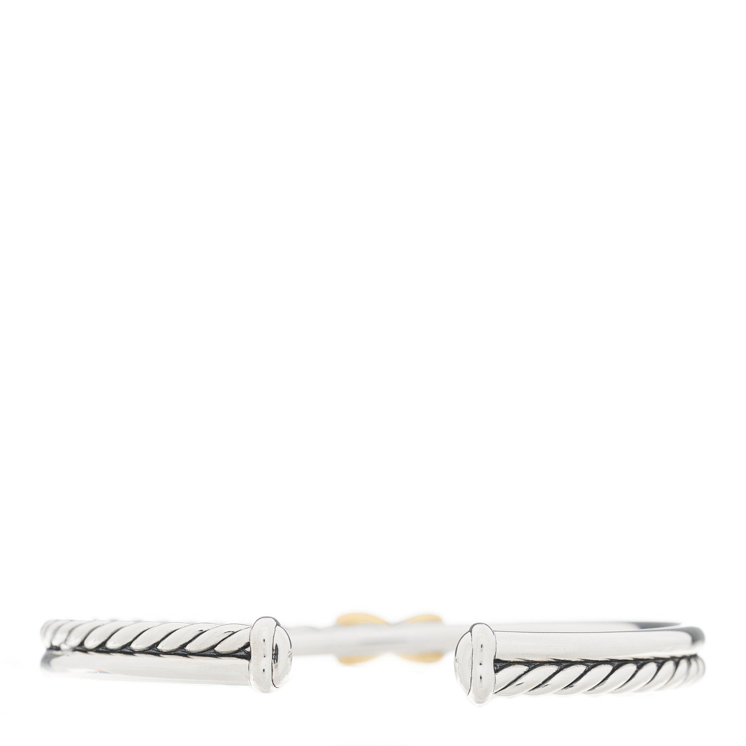 David Yurman Sterling Silver 18K Yellow Gold 5mm Petite X Center Station Bracelet 2 of 4