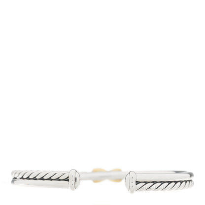 David Yurman Sterling Silver 18K Yellow Gold 5mm Petite X Center Station Bracelet 2 of 4