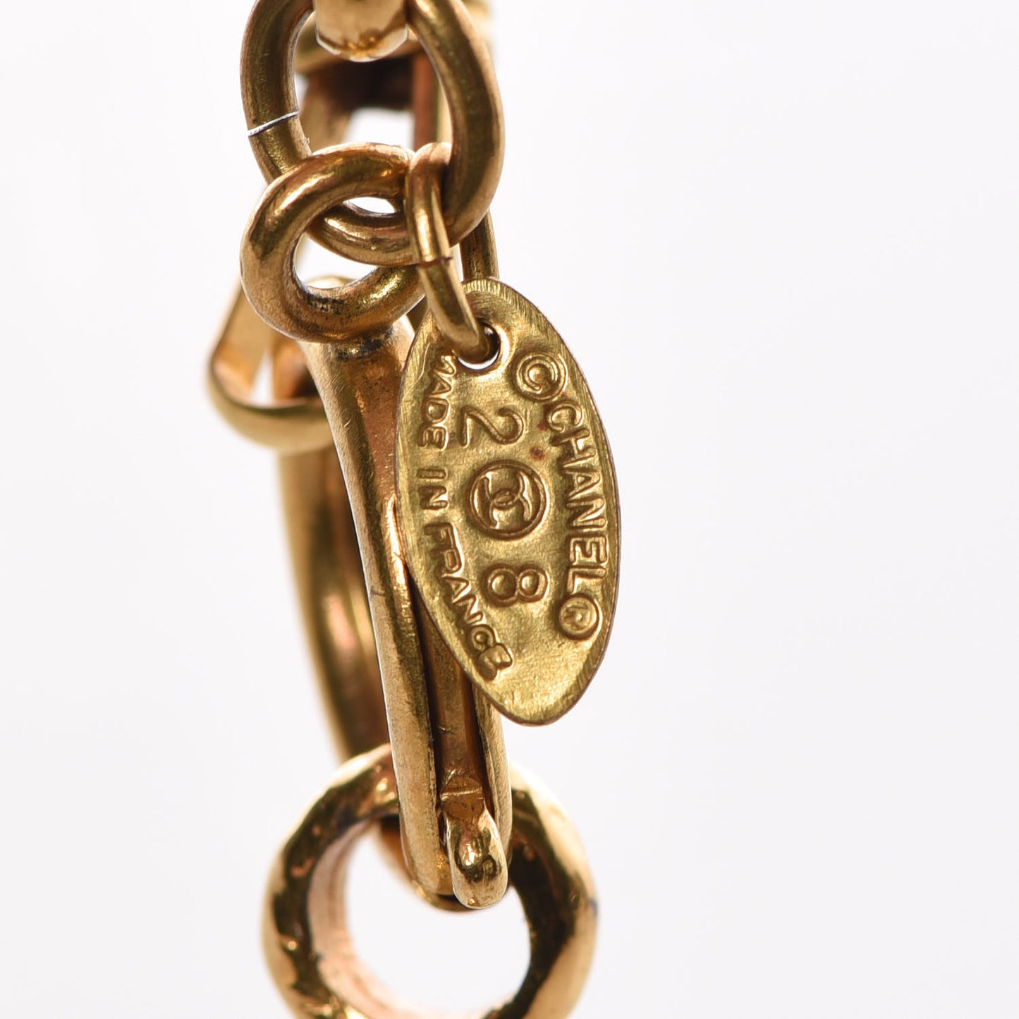 CC Chain Pendant Long Necklace Gold