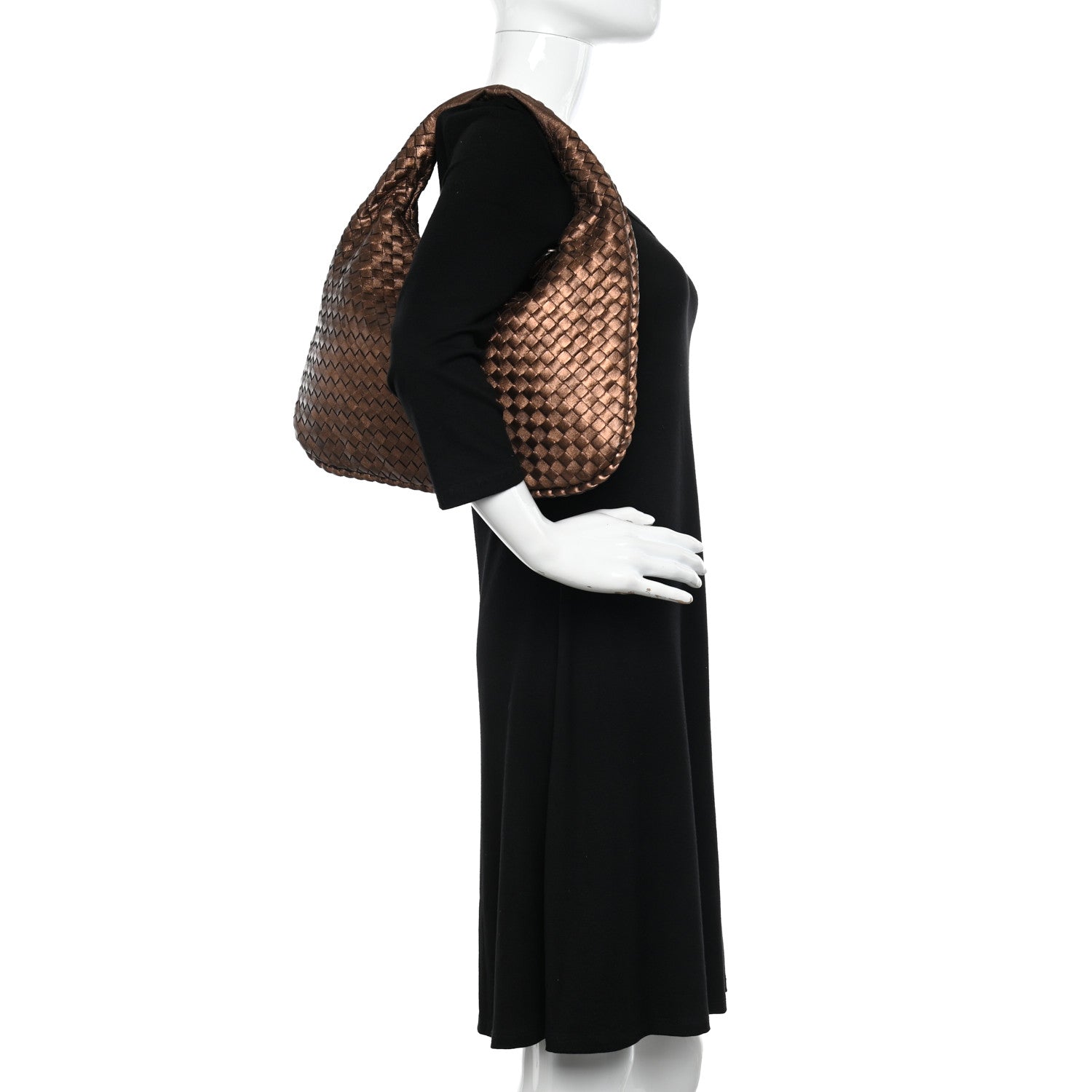 Bottega Veneta Metallic Nappa Intrecciato Medium Veneta Hobo Copper 2 of 9