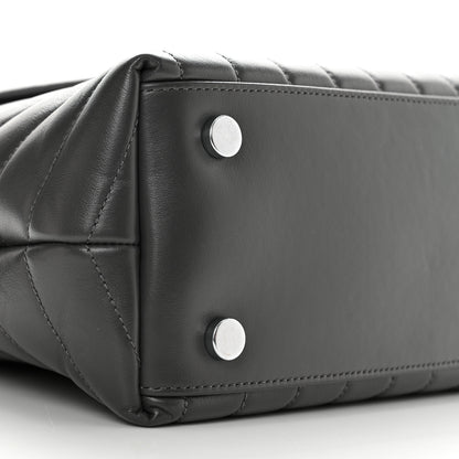 Saint Laurent Calfskin Y Quilted Monogram Medium Loulou Satchel Storm 9 of 10