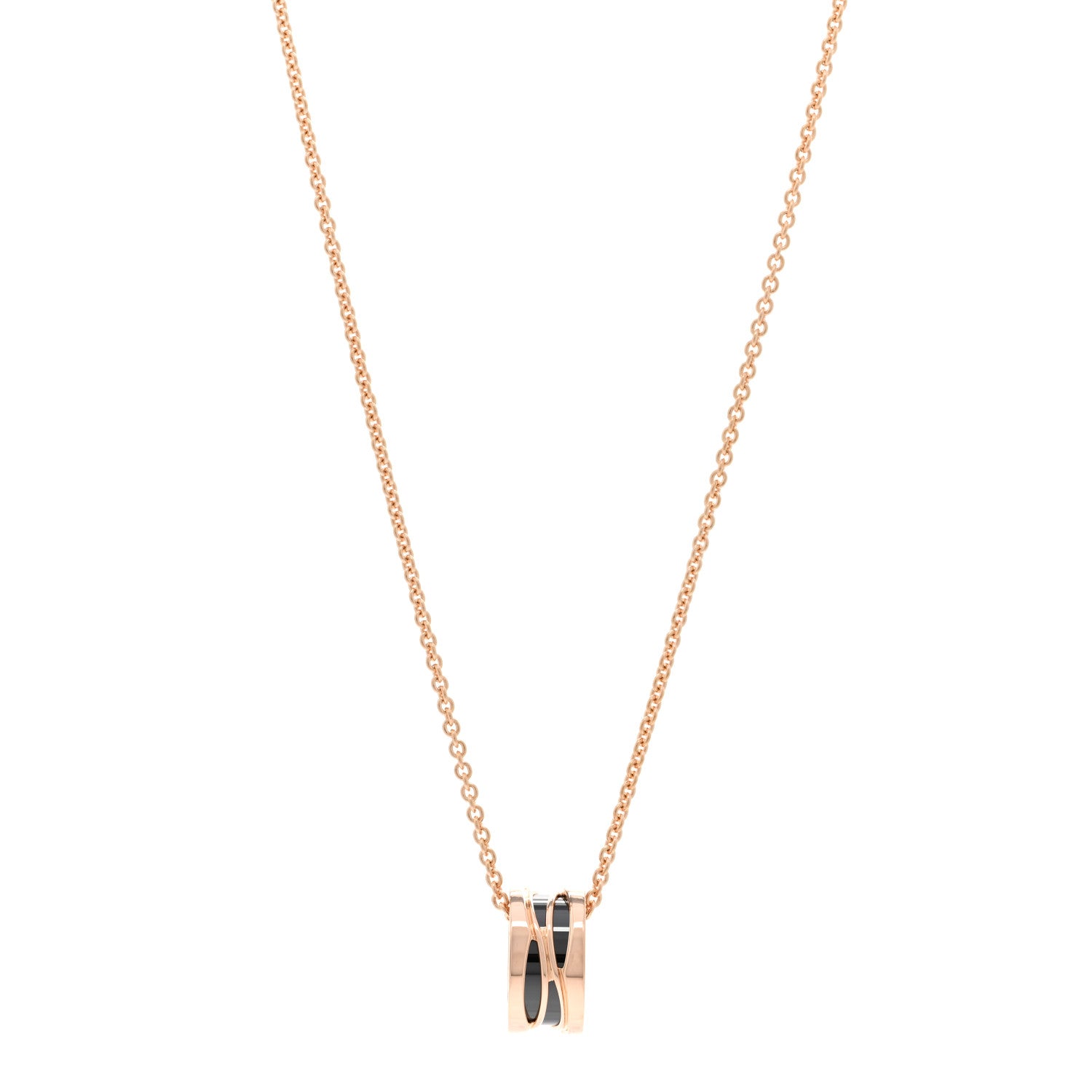 Bulgari 18K Rose Gold Ceramic B.Zero1 Legends Pendant Necklace Black 1 of 5