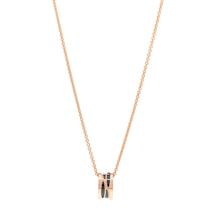 Bulgari 18K Rose Gold Ceramic B.Zero1 Legends Pendant Necklace Black 1 of 5