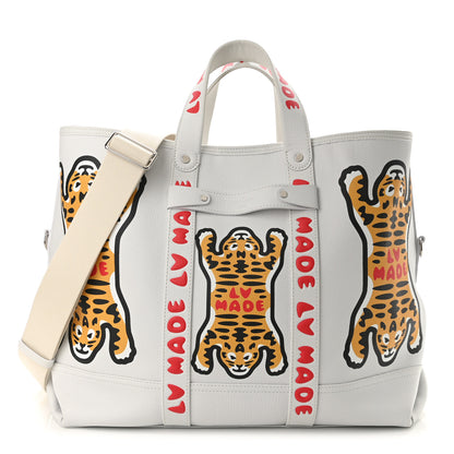 Louis Vuitton X NIGO Calfskin Tiger Journey Tote White 1 of 9