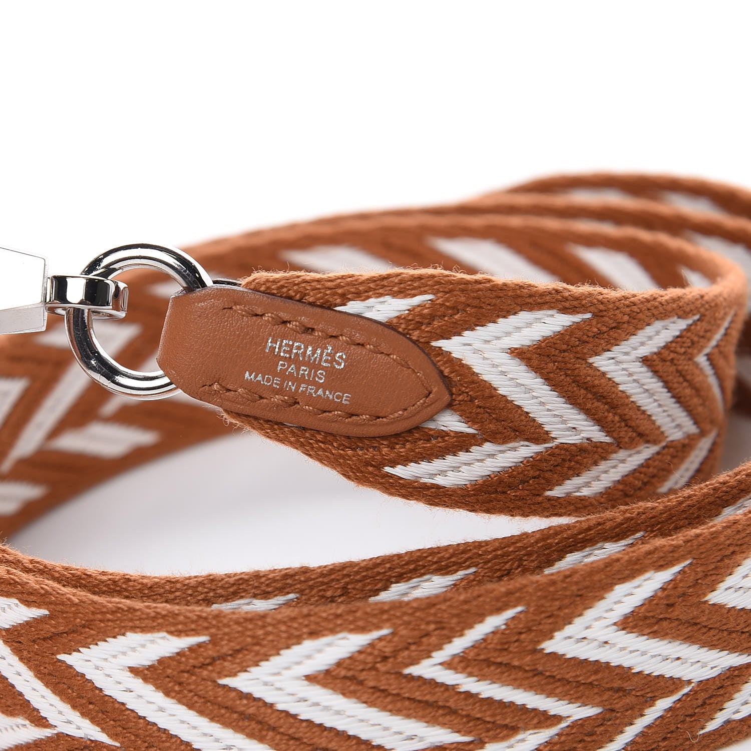 Hermes Toile Swift 25mm Sangle ZigZag Shoulder Strap Gold White 3 of 4