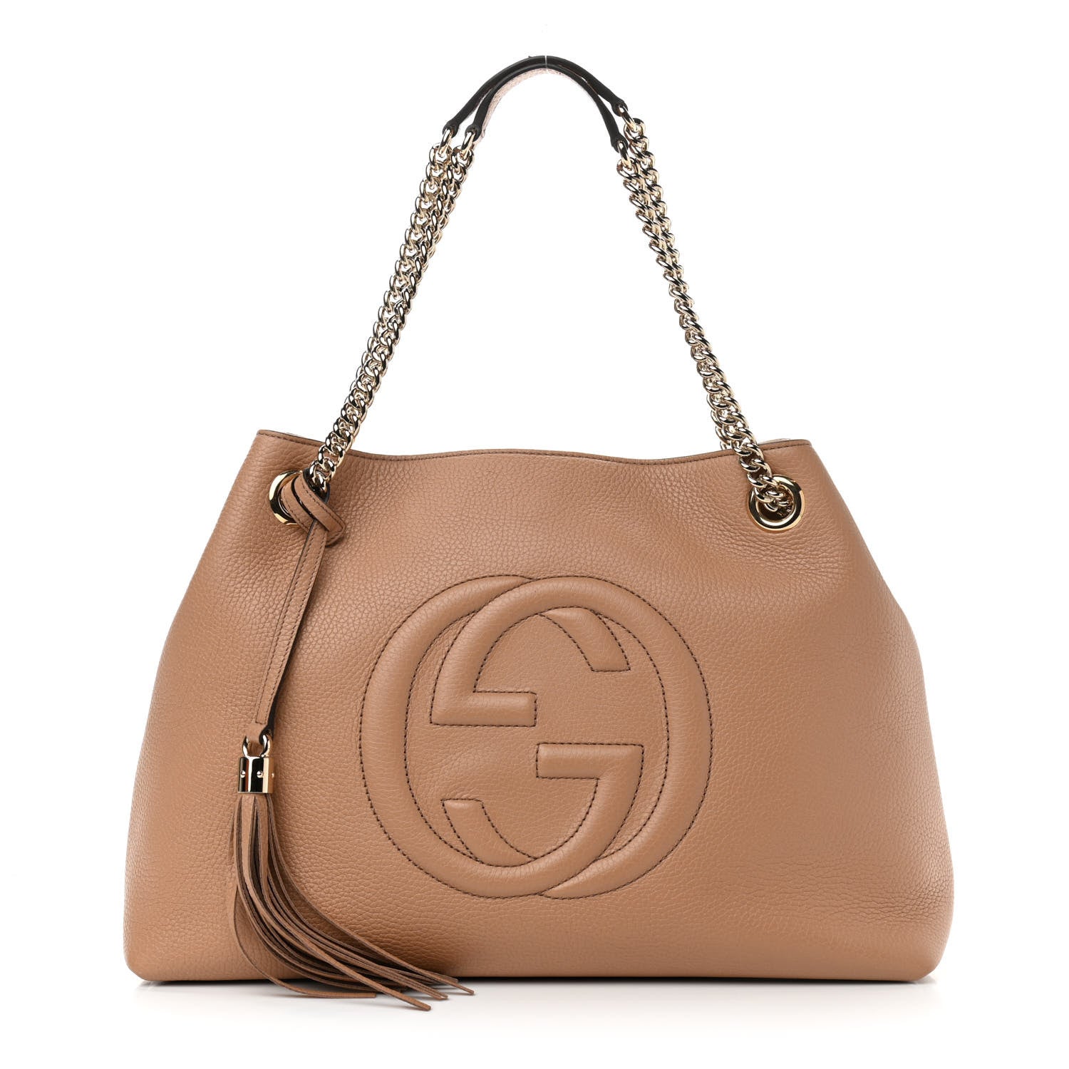 Gucci Pebbled Calfskin Medium Soho Chain Shoulder Bag Camelia 1 of 10