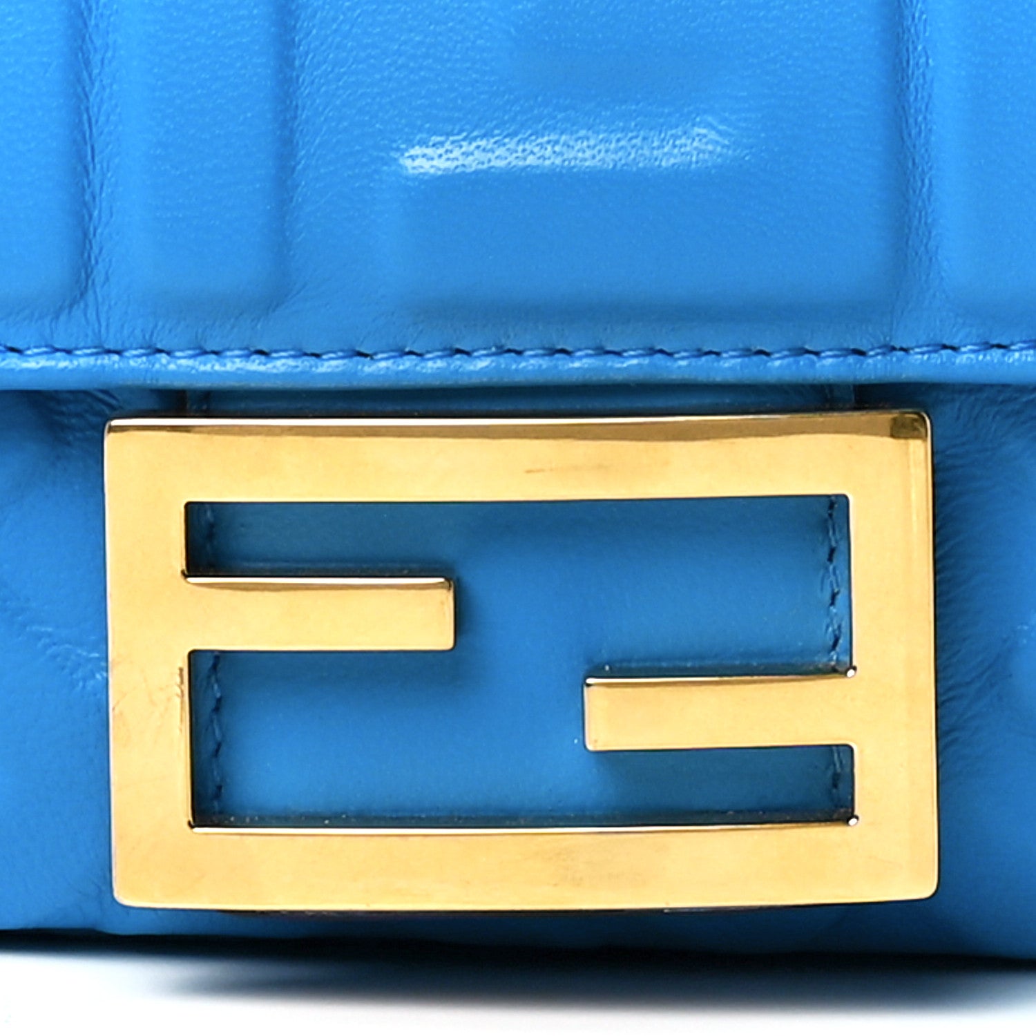 Fendi Nappa FF 1974 Embossed Mini Baguette Blue Royal 9 of 12