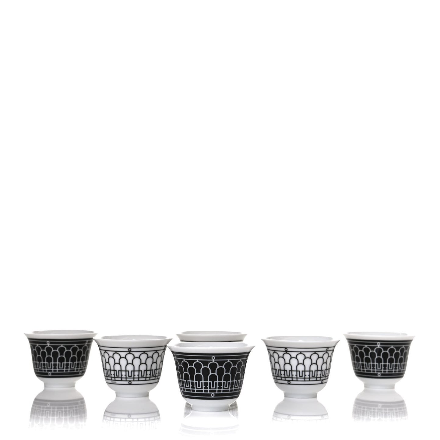 Porcelain H Deco Small Cups Set of 6 Black