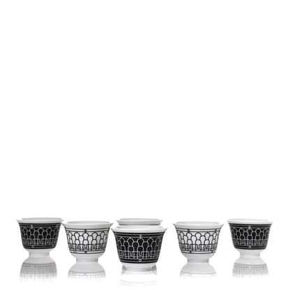 Hermes Porcelain H Deco Small Cups Set of 6 Black 1 of 7