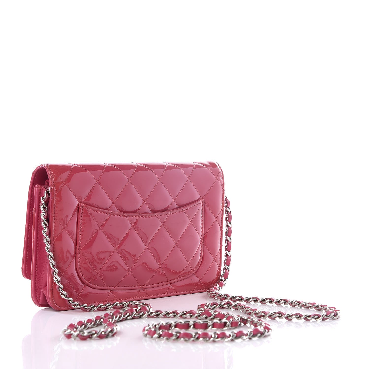Chanel Patent Quilted Wallet On Chain WOC Pink 2 of 10
