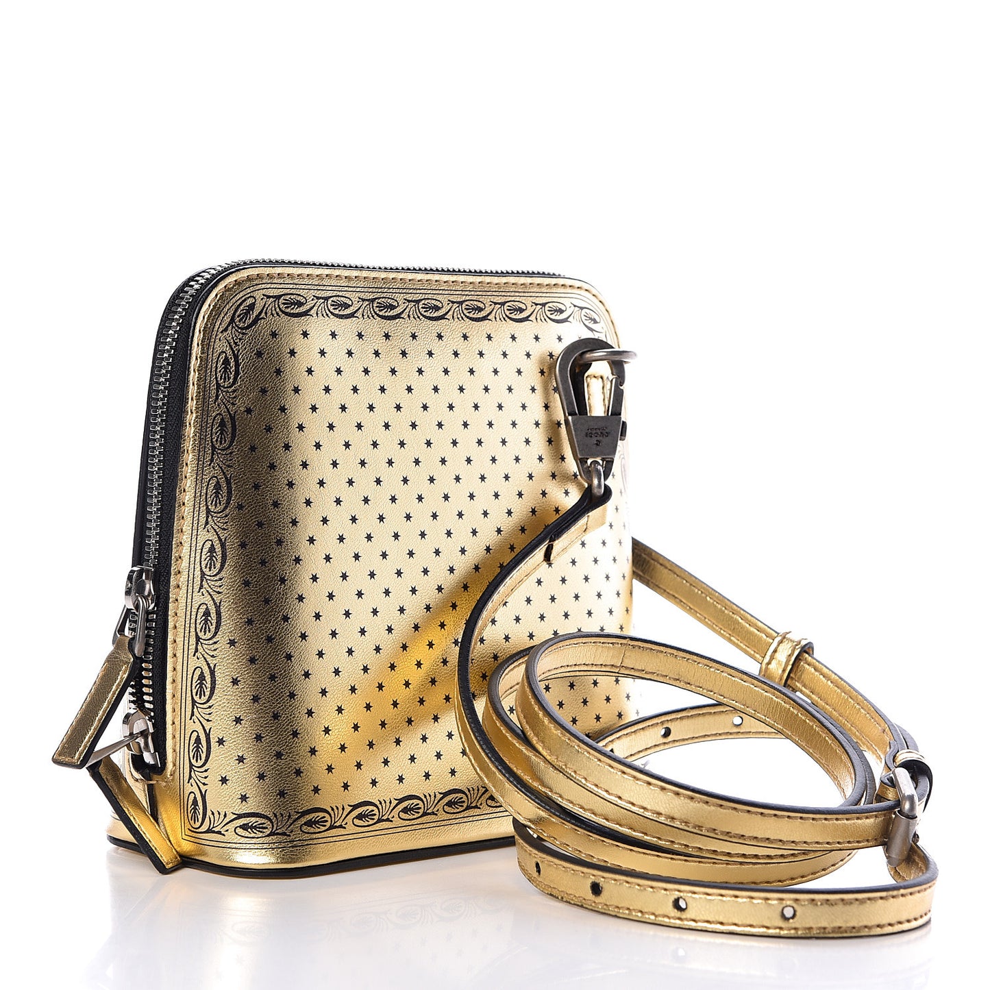 X SEGA Calfskin GUCCY Stars Mini Dome Shoulder Bag Gold