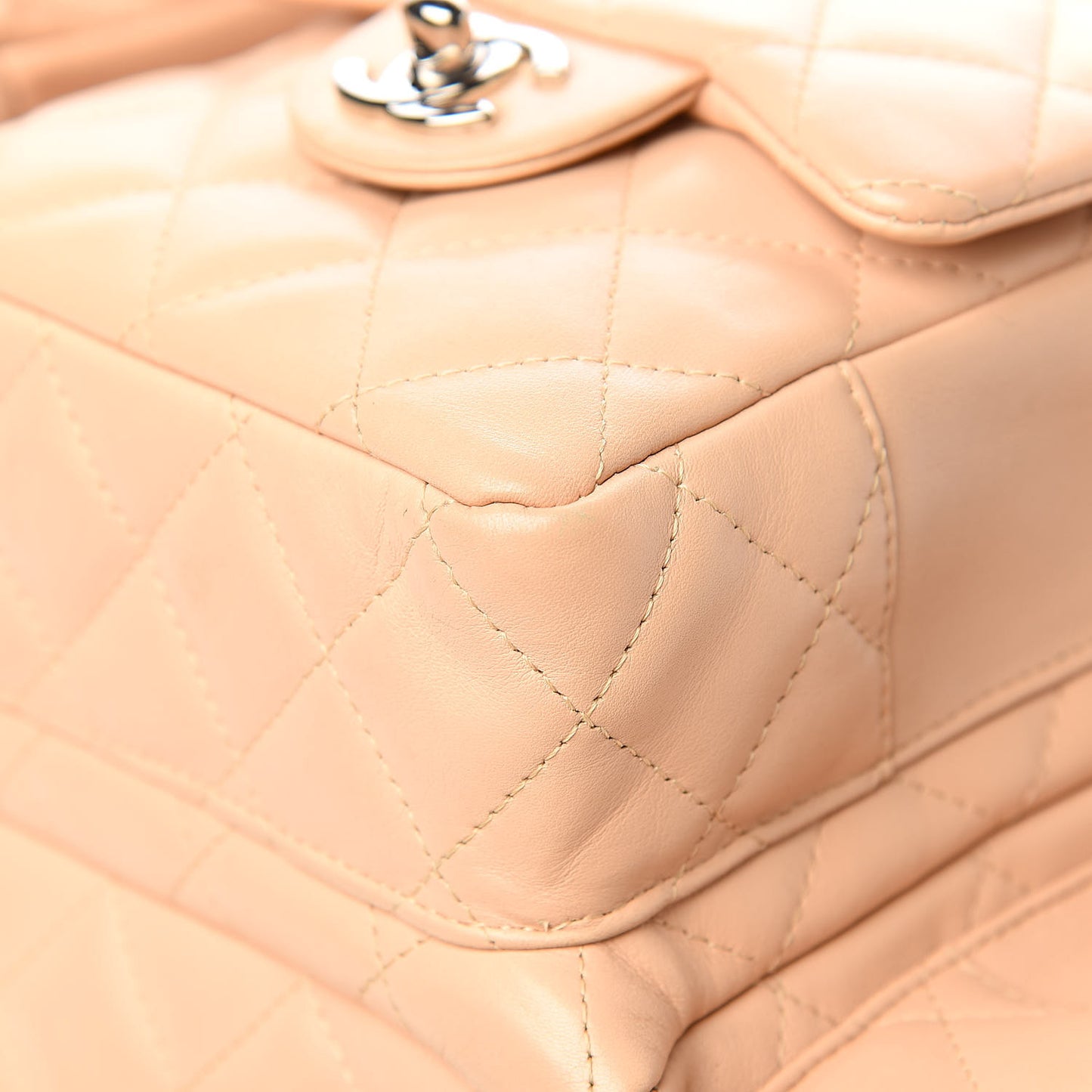 Calfskin Quilted Large Cambon Multipocket Reporter Beige Black