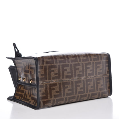 Fendi Glazed Fabric Vitello Century FF 1974 Stamp Patch Mini Peekaboo Defender Cover Mogano Panna Black 4 of 8