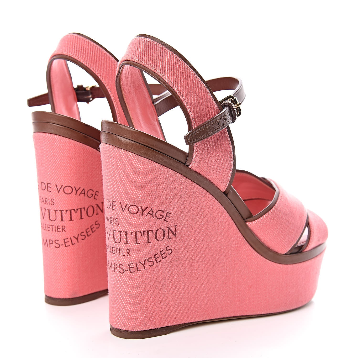 Louis Vuitton Denim Articles de Voyage Wedges 38.5 Rose 4 of 12