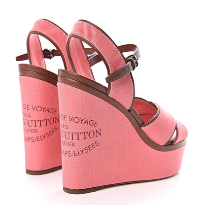 Louis Vuitton Denim Articles de Voyage Wedges 38.5 Rose 4 of 12
