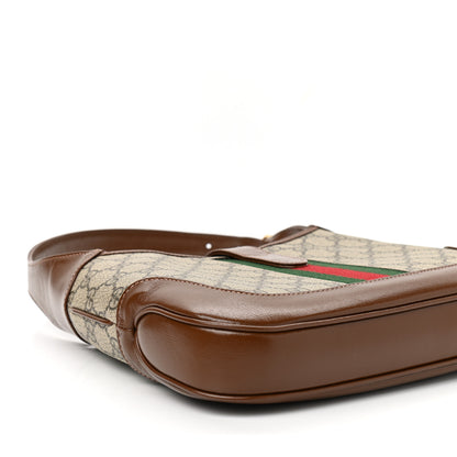 Gucci GG Supreme Monogram Azalea Calfskin Web Small Jackie 1961 Hobo Beige Ebony Brown Sugar 9 of 11
