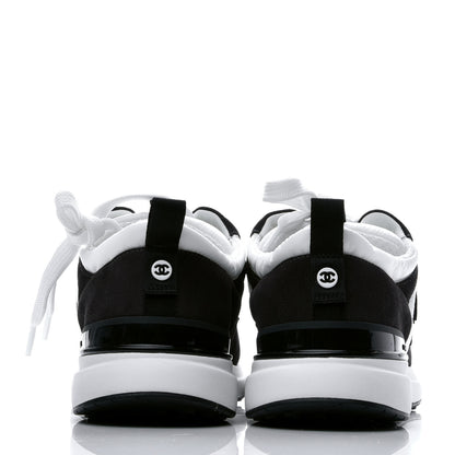 Chanel Nylon Calfskin Suede Womens CC Sneakers 39 White Black 5 of 8