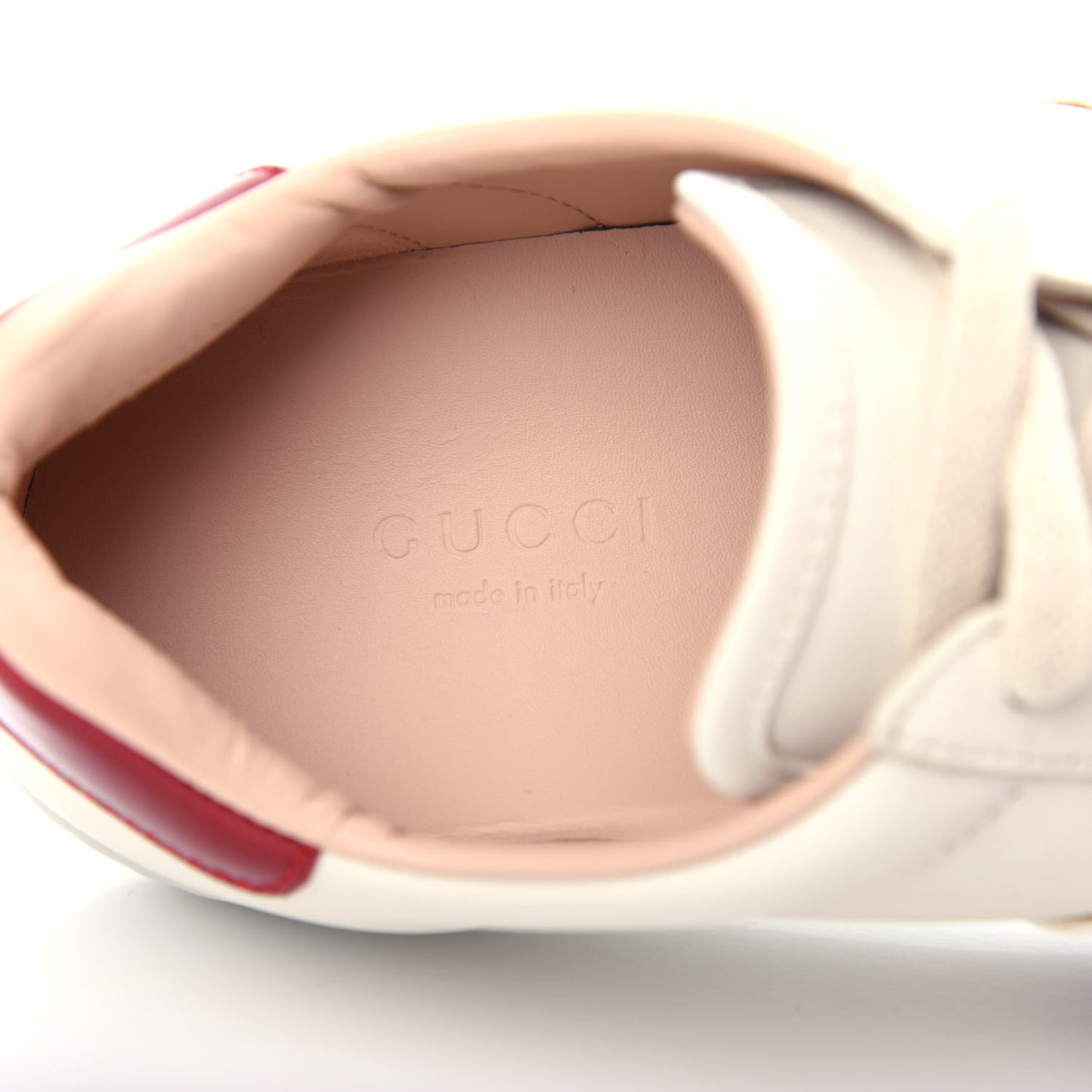Calfskin Stripe Womens New Ace Sneakers 35.5 New Mystic White Ecru Red Flame