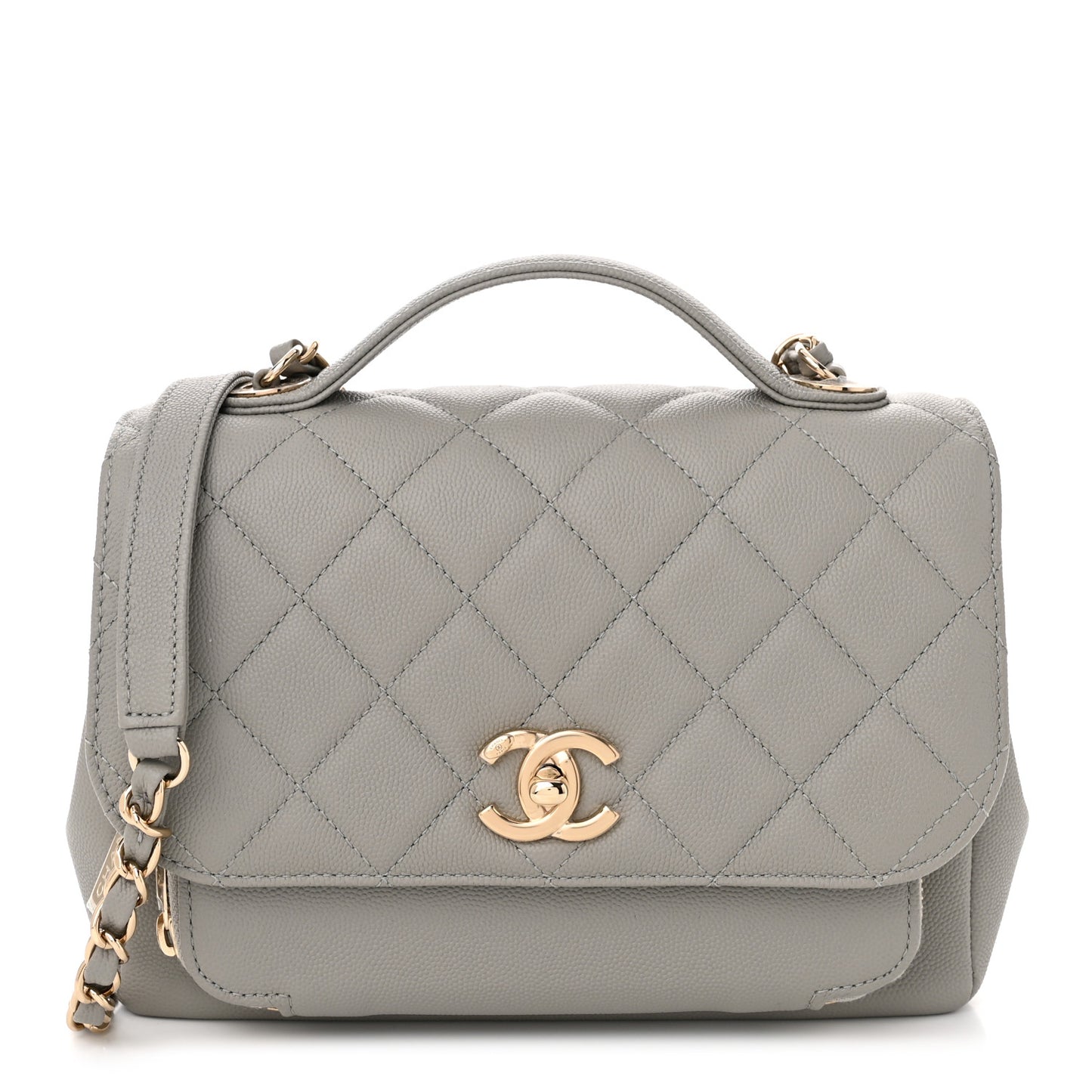 Caviar Quilted Medium Business Affinity Flap Grey