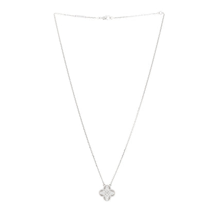 Van Cleef & Arpels 18K White Gold Diamond Vintage Alhambra Pendant Necklace 3 of 5