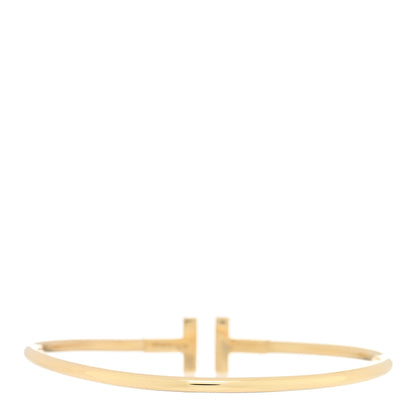 Tiffany 18K Yellow Gold Diamond T Wire Bracelet 2 of 4