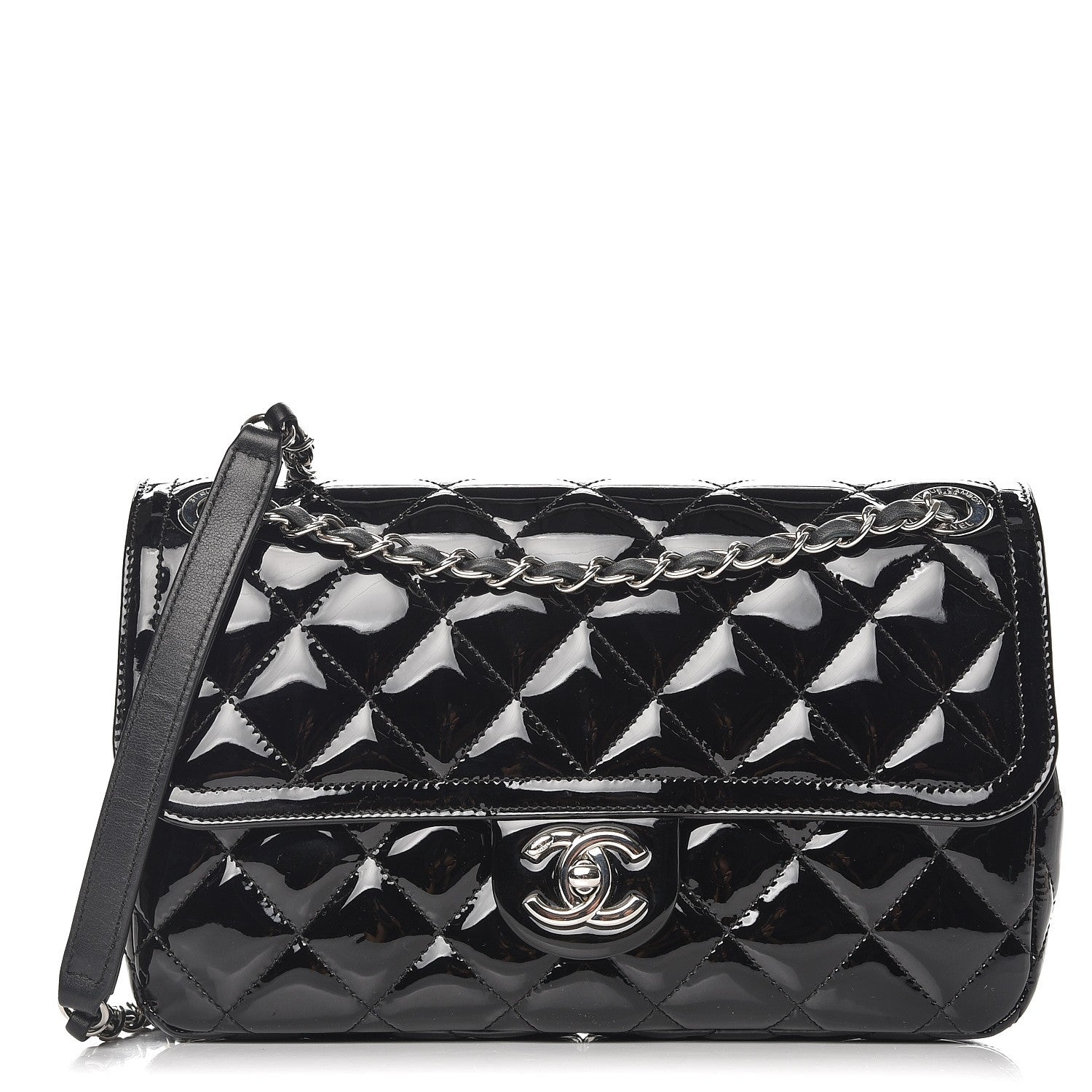 Chanel Patent Quilted Large Coco Shine Flap Black 1 of 9