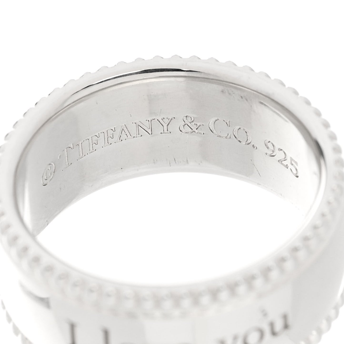 Sterling Silver Milgrain I Love You Band Ring 48 4.5