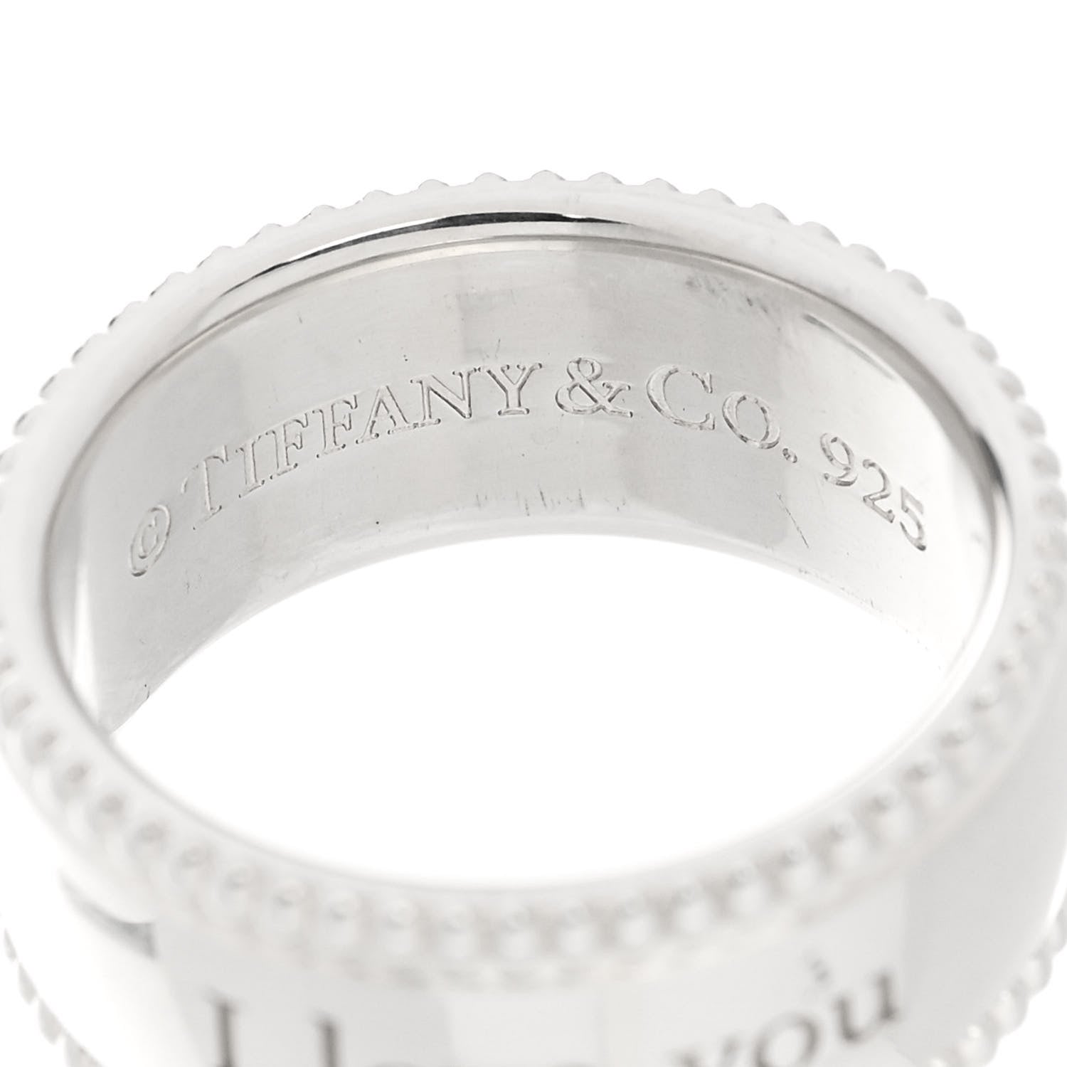Tiffany Sterling Silver Milgrain I Love You Band Ring 48 4.5 4 of 5