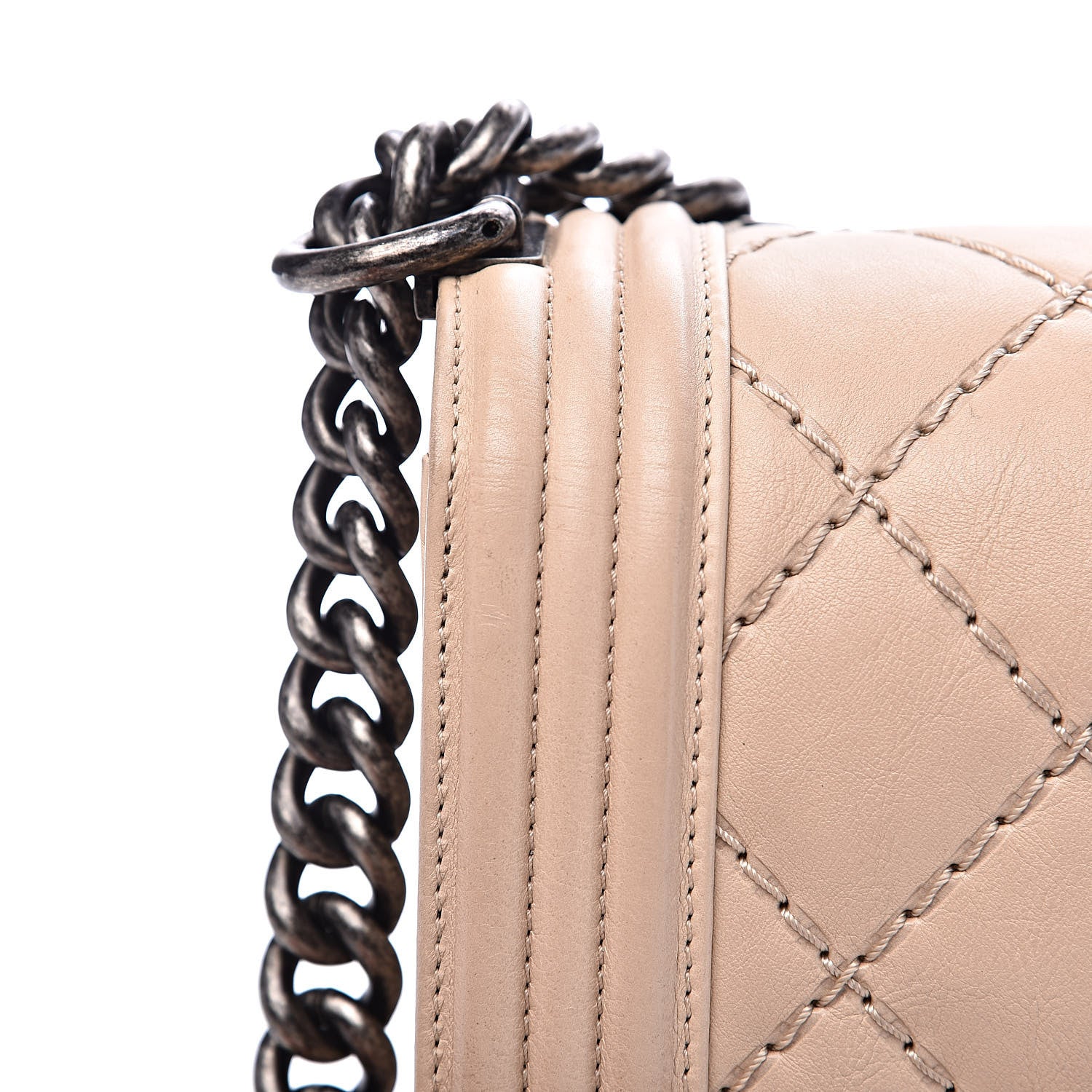 Chanel Calfskin Quilted Double Stitch New Medium Boy Flap Beige 11 of 15