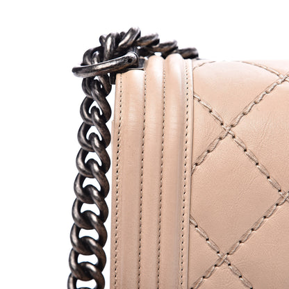 Chanel Calfskin Quilted Double Stitch New Medium Boy Flap Beige 11 of 15