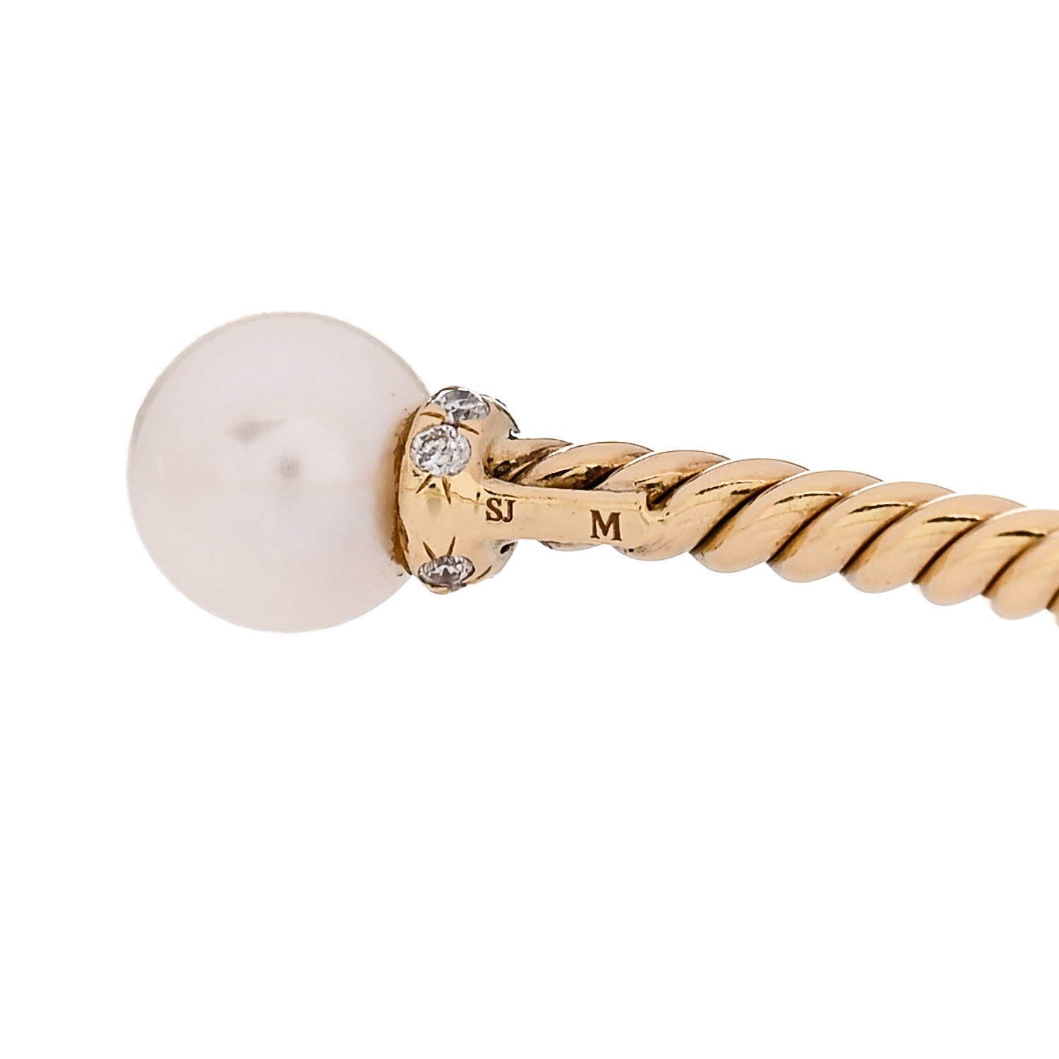 David Yurman 18K Yellow Gold Diamond Pearl 6.5mm Solari Bracelet 4 of 4