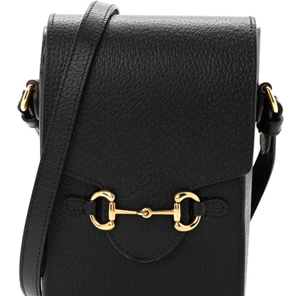 Gucci Dollar Calfskin Vertical Horsebit 1955 Crossbody Bag Black 7 of 10