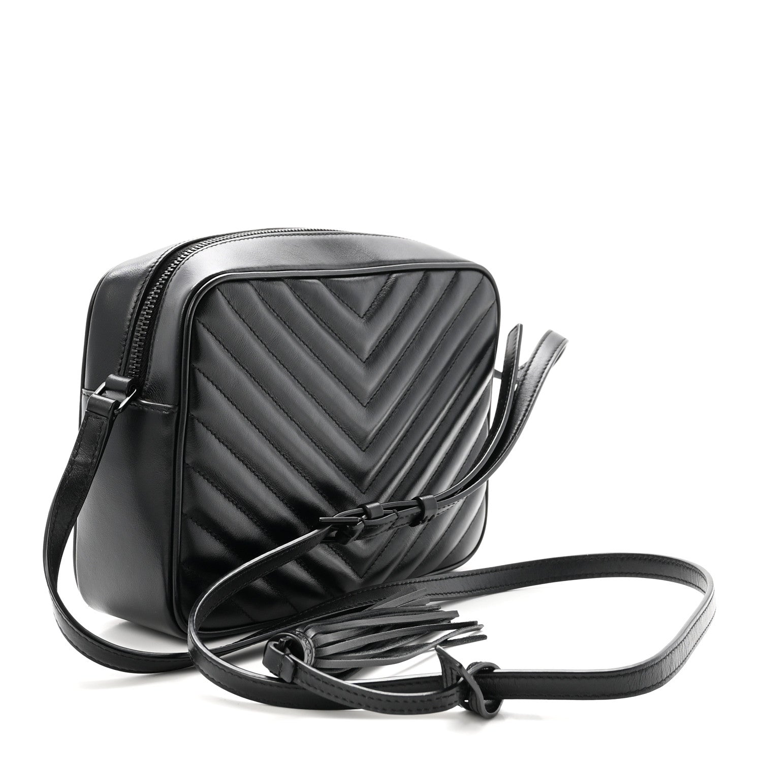 Saint Laurent Calfskin Matelasse Monogram Monochrome Lou Camera Bag Black 3 of 9