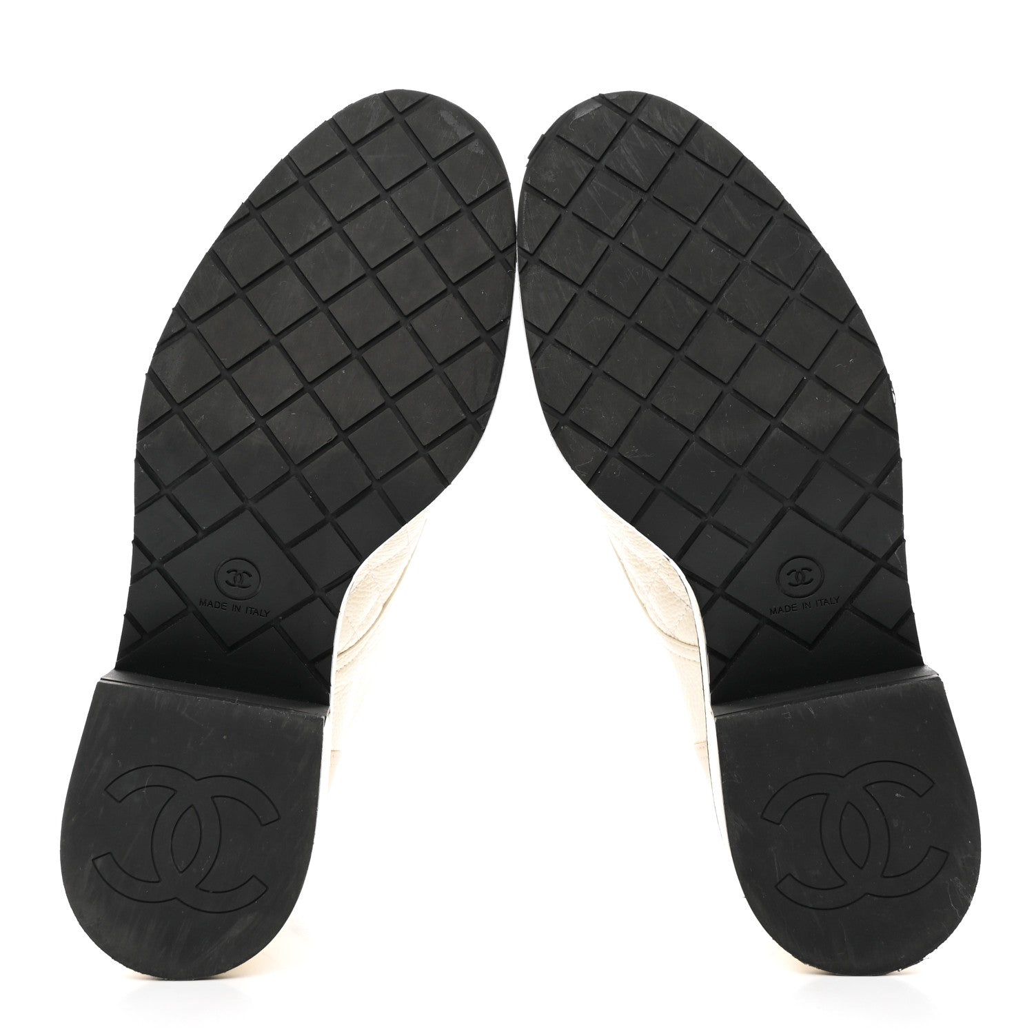 Chanel Pearly Calfskin Patent Calfskin Quilted Lace Up Boots 37.5 White Light Gray Black 5 of 12