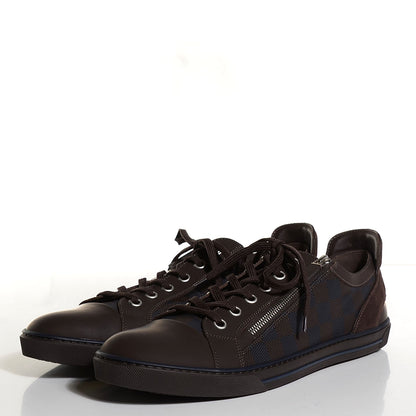 Louis Vuitton Damier Calfskin Suede Mens Aventure Sneakers 11 Cacao 3 of 7