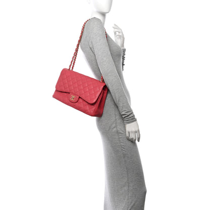 Chanel Caviar Quilted Jumbo Double Flap Dark Pink 2 of 15